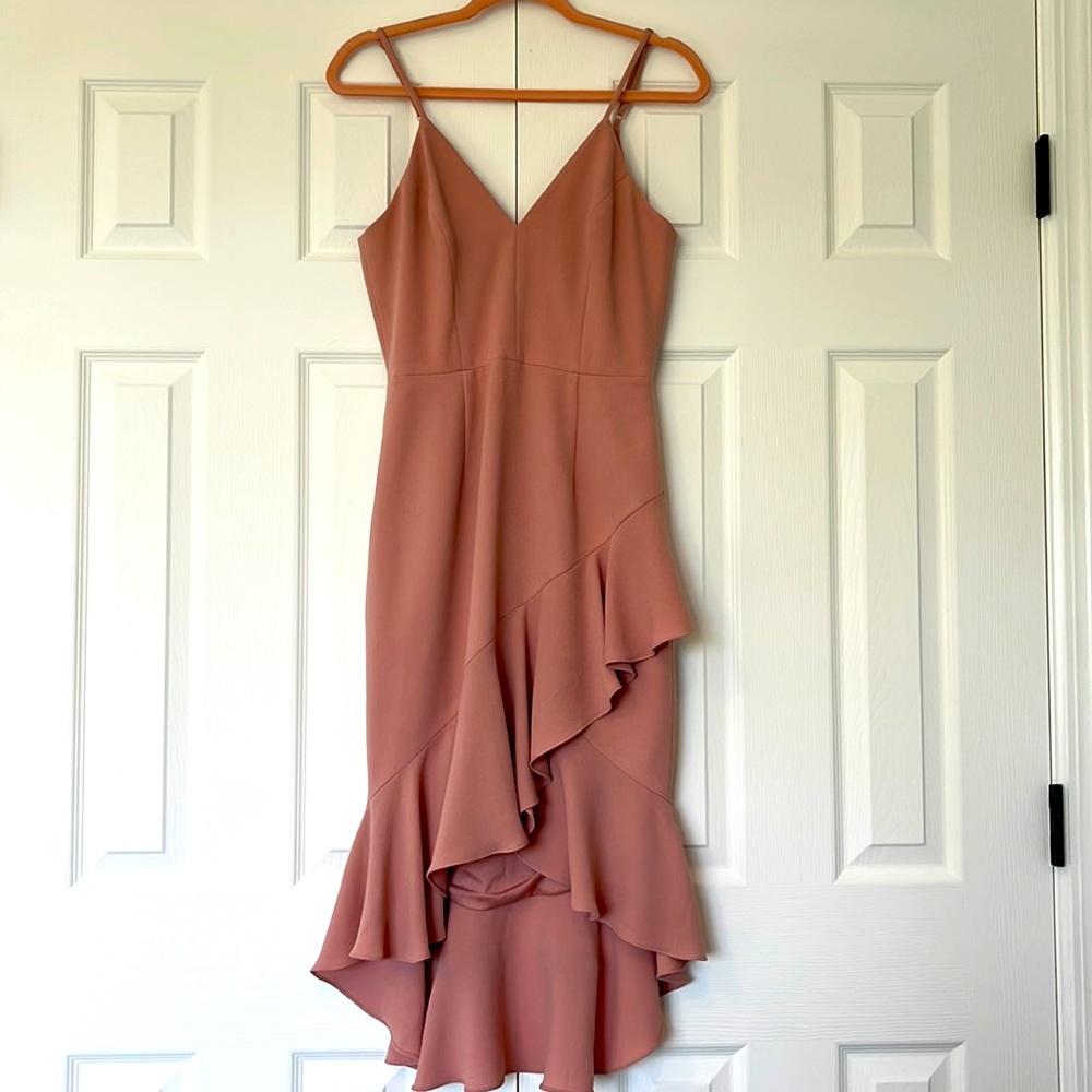 dusty mauve/blush high/low cocktail dress - size S